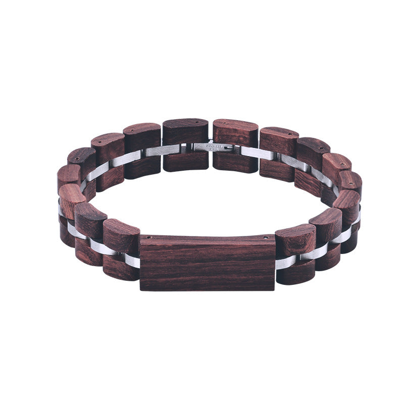 Pulsera de madera europea y americana de ébano, sándalo rojo y madera de cebra