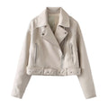 Motorcycle style imitation leather jacket