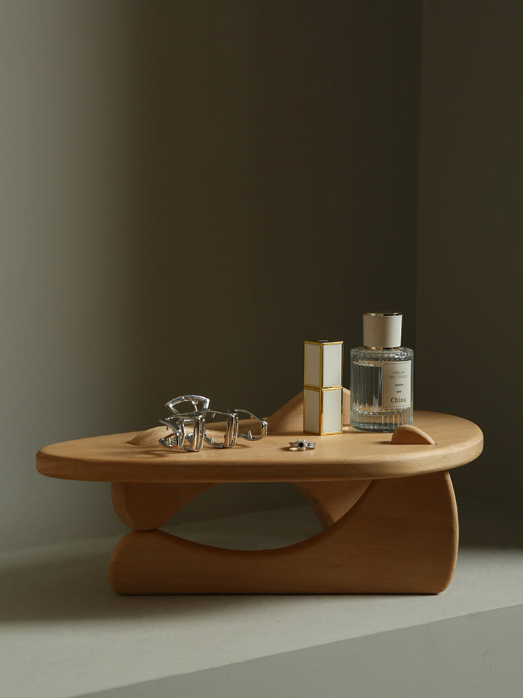Estantería de madera personalizada para mesa, estante de madera para perfumes, productos para el cuidado de la piel, expositor de madera maciza para el hogar