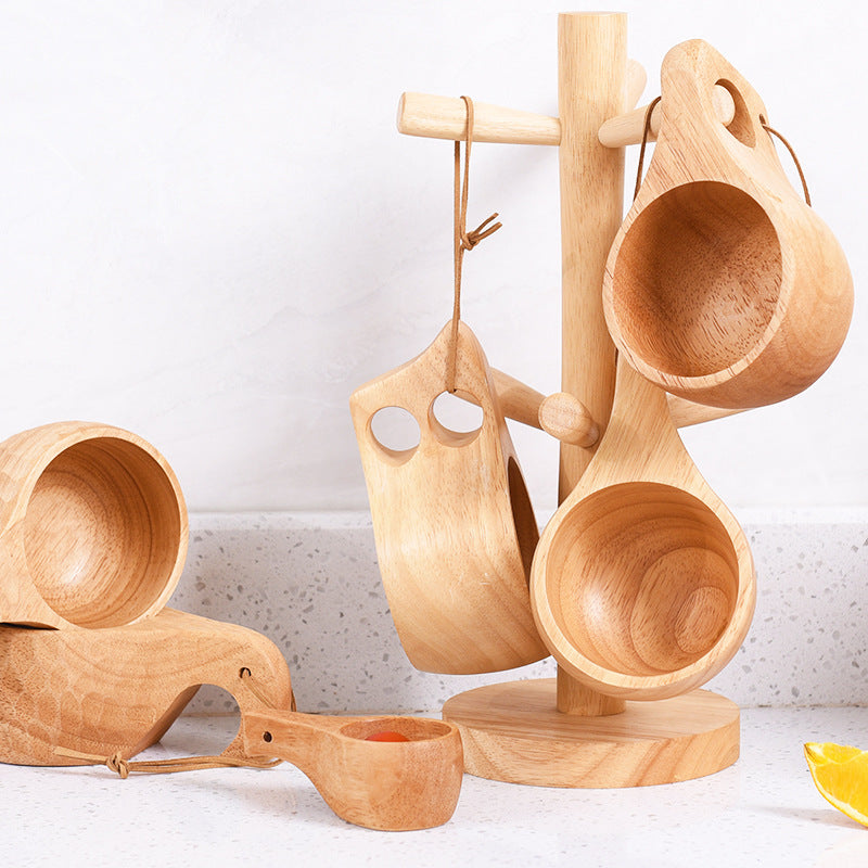 Nordic Cup Rubber Wood Coffee Cup Creative Tea Cup Wood Water Cup Handy Cup Wood Cup