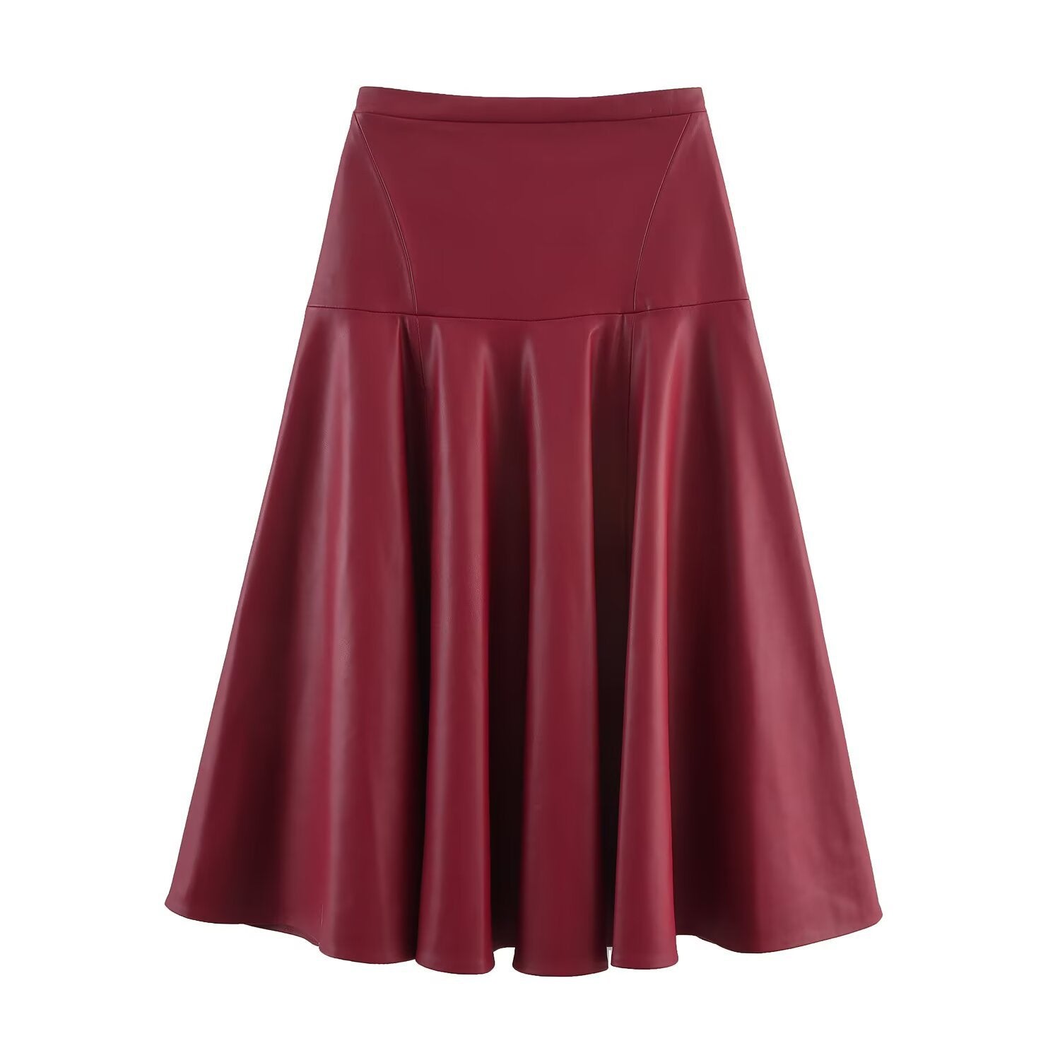 Imitation leather MIDI skirt