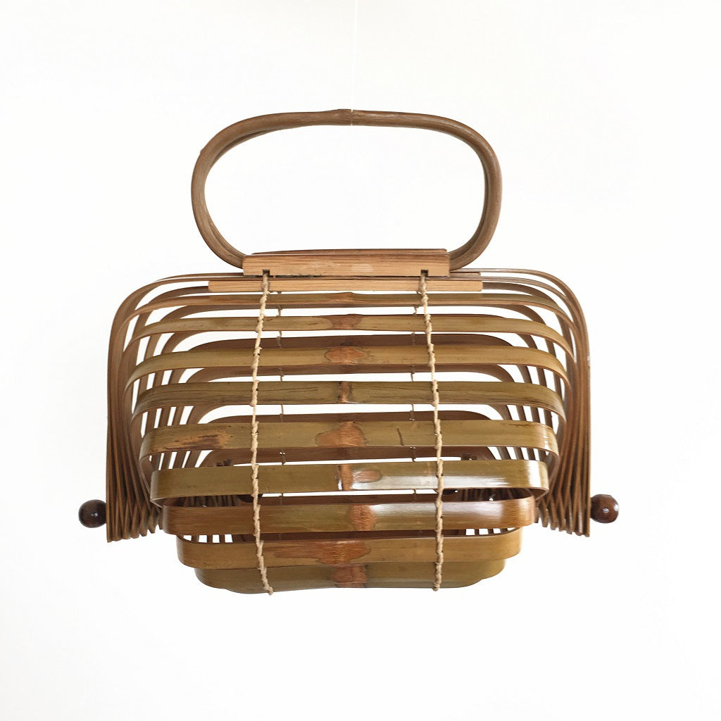 Bamboo Bag Ins Style Bird Lantern Bamboo Handbag Summer Beach Bag Women's Bag Foldable Retro Bamboo Bag