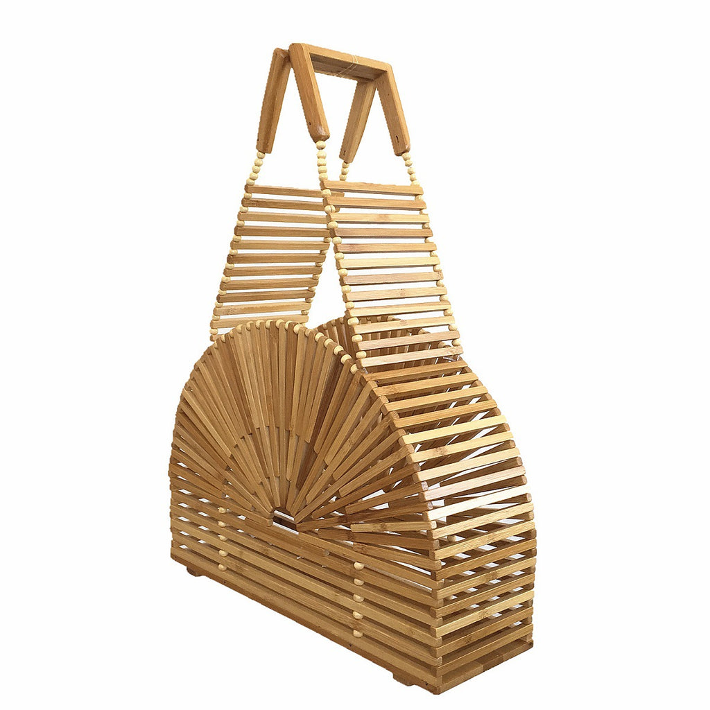 Half Round Bamboo Bag Women's Handbag Beach Bag Ins Net Red Popular Bamboo Handbag Round Bag