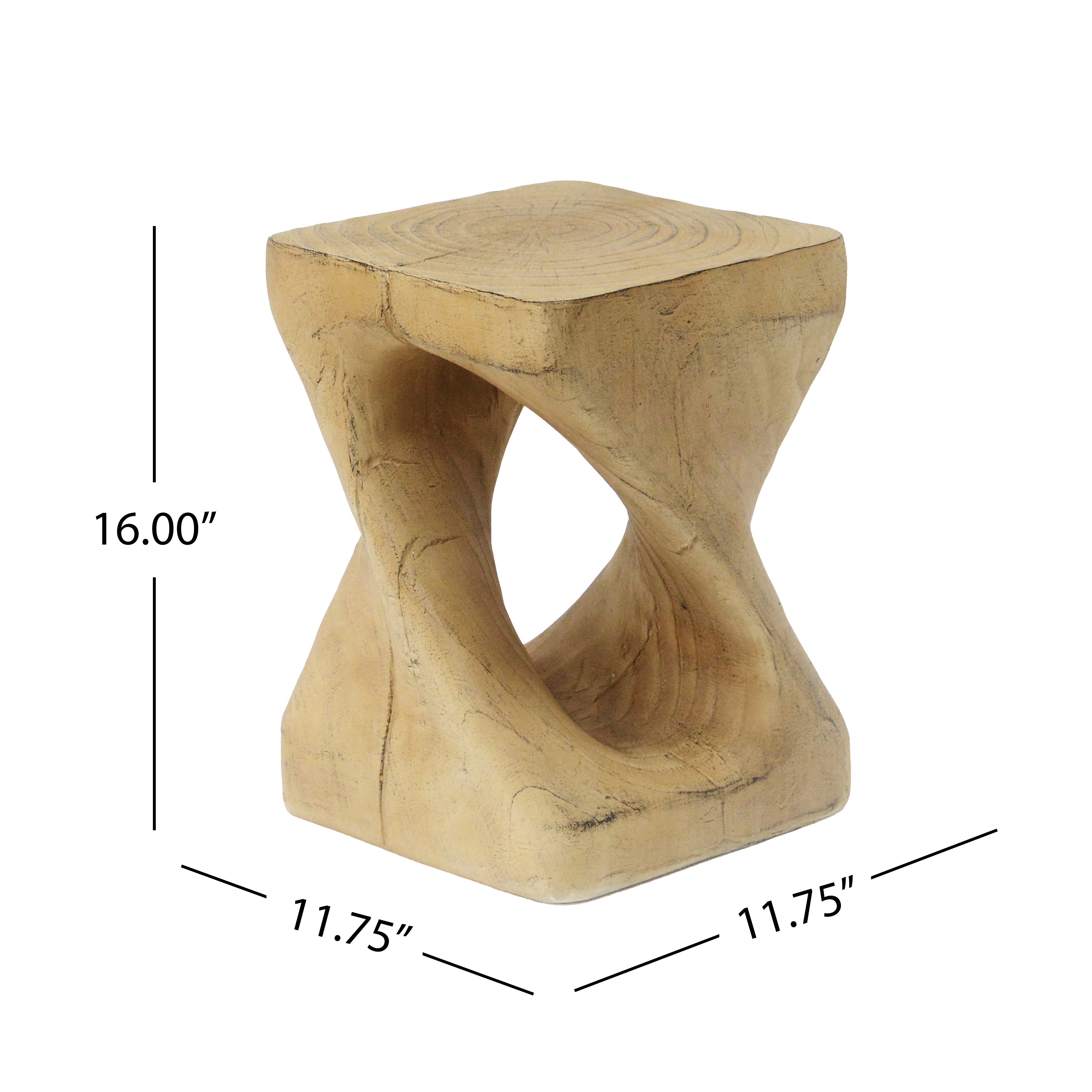 MGO Twist Shape Side Table, Wood-like Texture, Natural Color