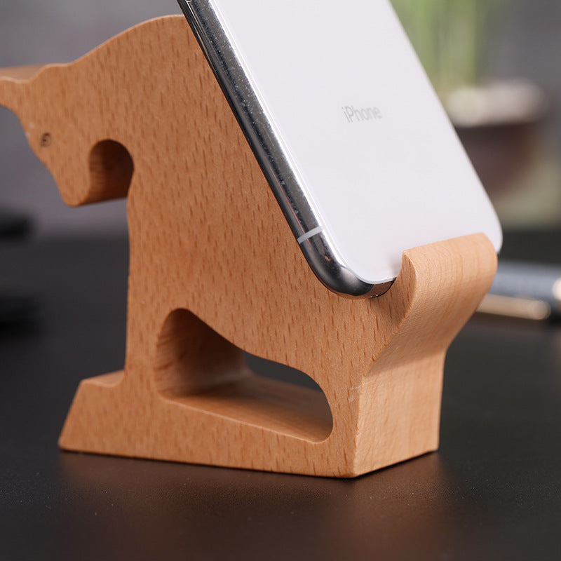 Soporte creativo para teléfono móvil trasero con moneda de madera de haya, soporte perezoso para teléfono con letras personalizadas