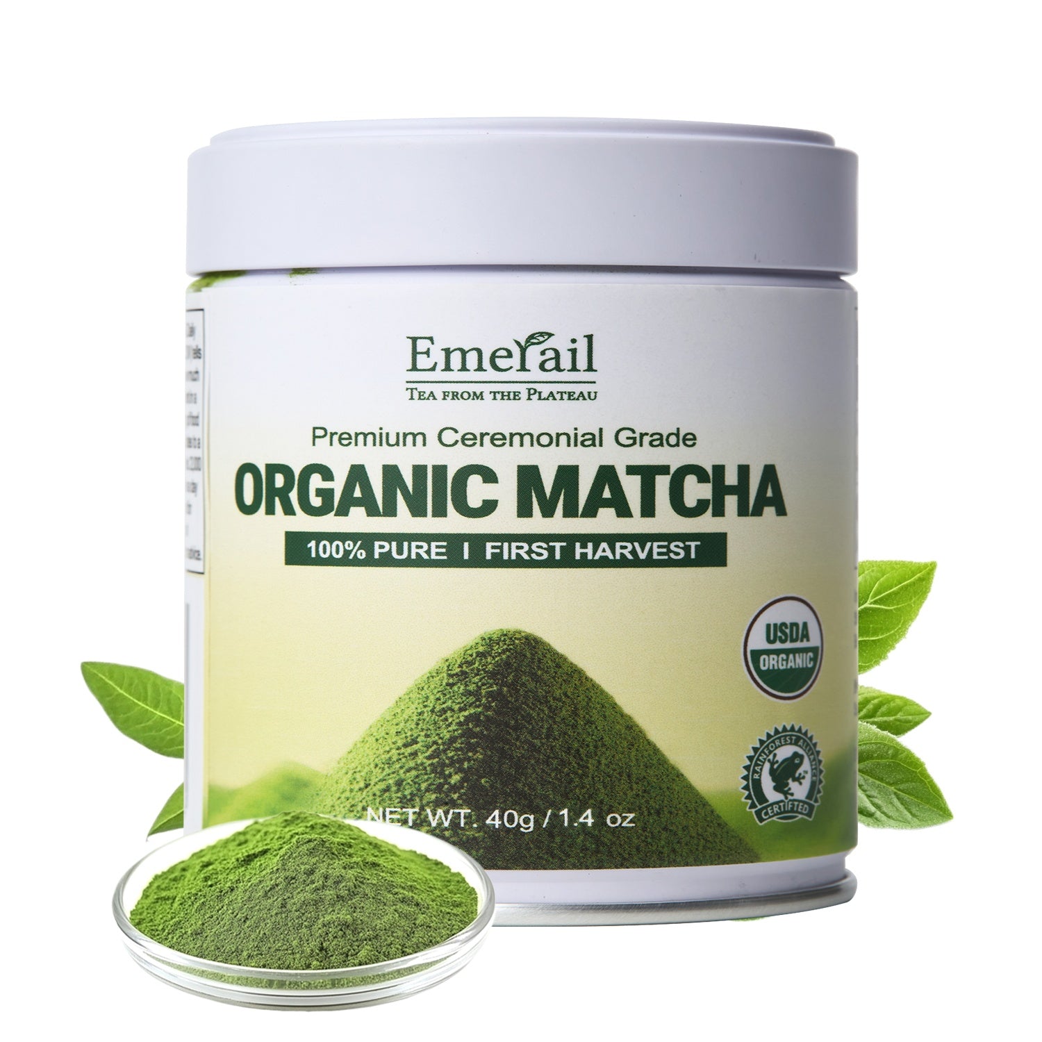 Matcha-Ceremonial Grade Organic Matcha Green Tea Powder,Premium First Harvest Unsweetened,1 0 0 Pure Matcha ForLattes,Smoothies,and Baking  40g 1.4oz-Ships From US- Tea-Coffee Mate