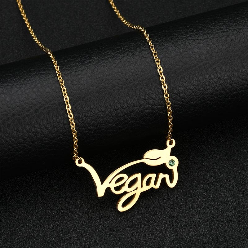 Cadena de Clavícula Vegana/Vegetariana de Acero Inoxidable (Estilo Europeo y Americano)