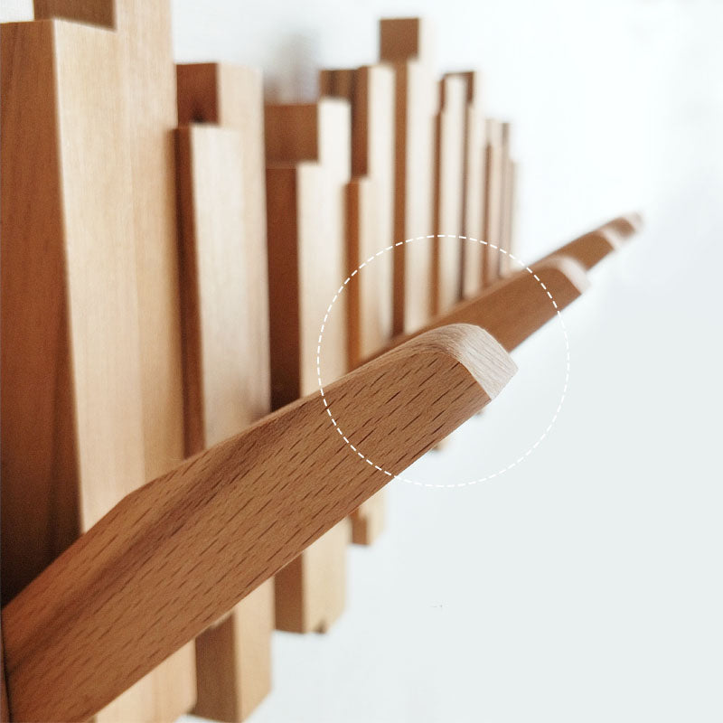 Hanging Clothes Rack Solid Wood Wall-Mounted Coat Rack Folding Hook
