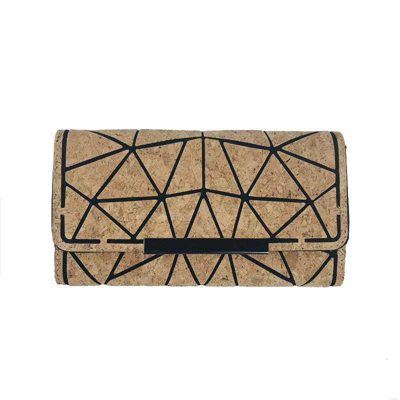 Billetera de mano plegable, ecológica, multifuncional, impermeable, con estampado de corcho