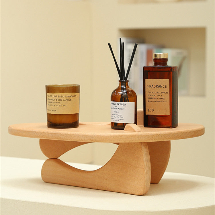 Estantería de madera personalizada para mesa, estante de madera para perfumes, productos para el cuidado de la piel, expositor de madera maciza para el hogar