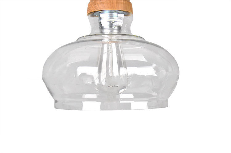 Lámpara Colgante Individual de Grano de Madera y Cristal