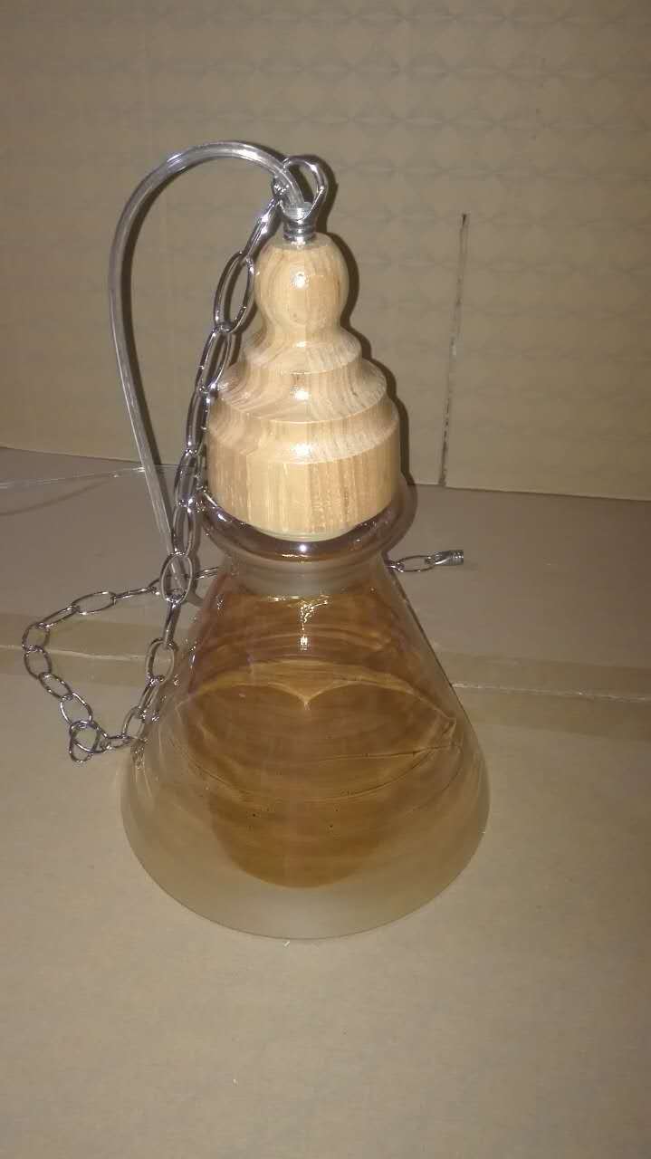 Lámpara Colgante Individual de Grano de Madera y Cristal