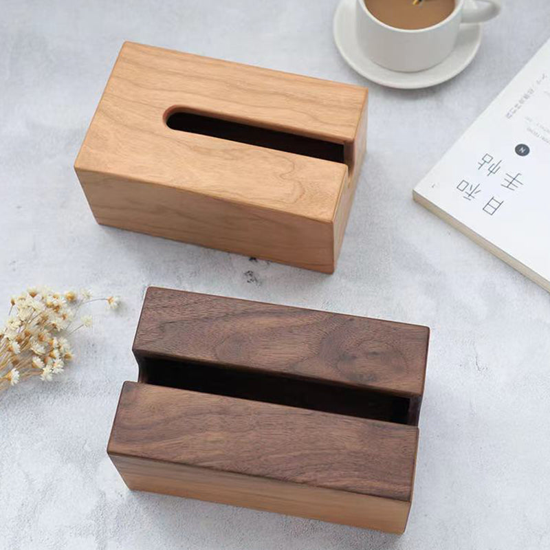 Caja de pañuelos de madera maciza pura Caja extraíble estilo japonés sencillo Hogar Hotel B&B Estética oriental Casa Nogal Cerezo
