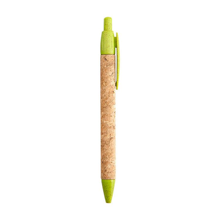Push Degradable Eco-friendly Wheat Straw Pen Paper Tube Cork Pen
