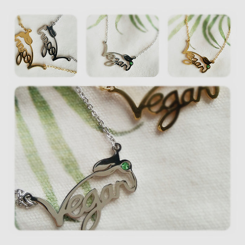 Cadena de Clavícula Vegana/Vegetariana de Acero Inoxidable (Estilo Europeo y Americano)