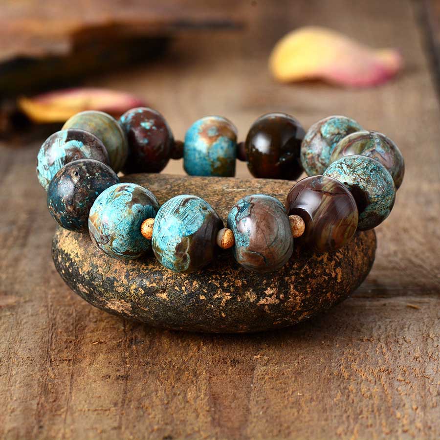 Pulsera tejida de piedra natural