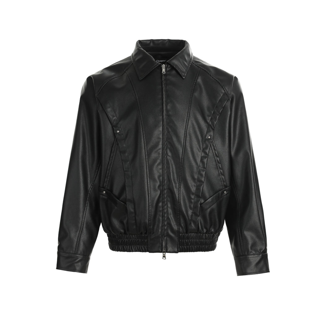 Retro motorcycle style PU leather jacket