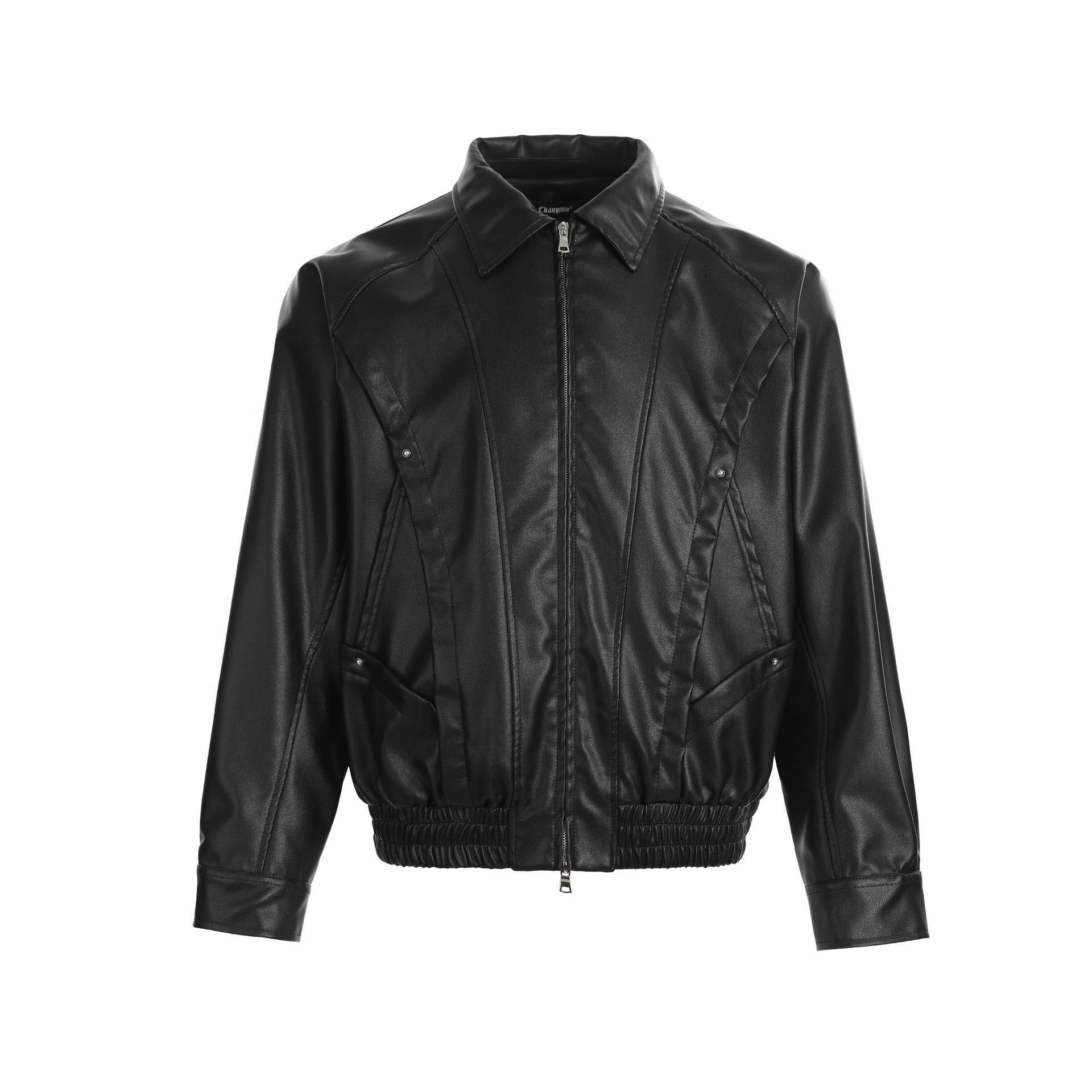 Retro motorcycle style PU leather jacket