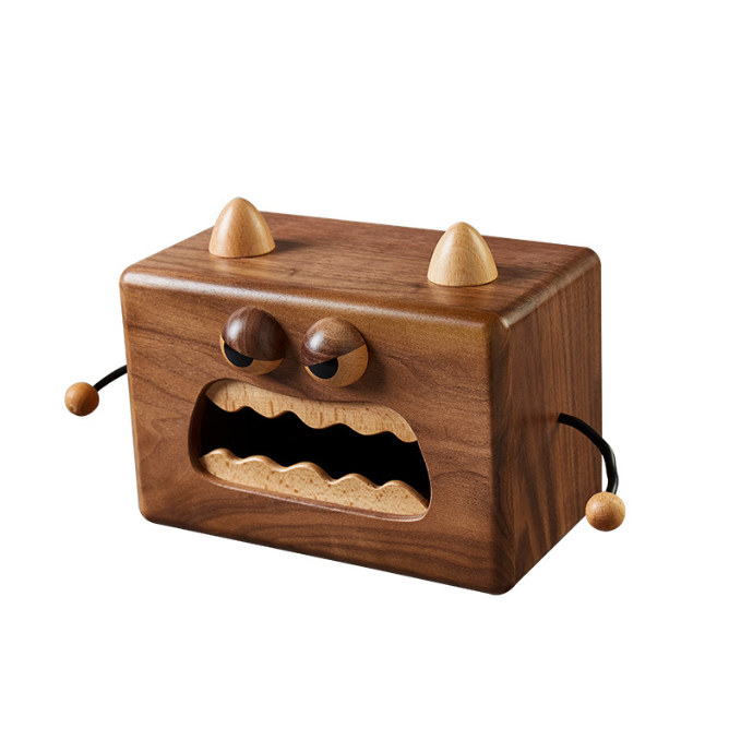 Wooden creative household gifts Solid wood small monster tissue box Cute cartoon household wooden tissue box