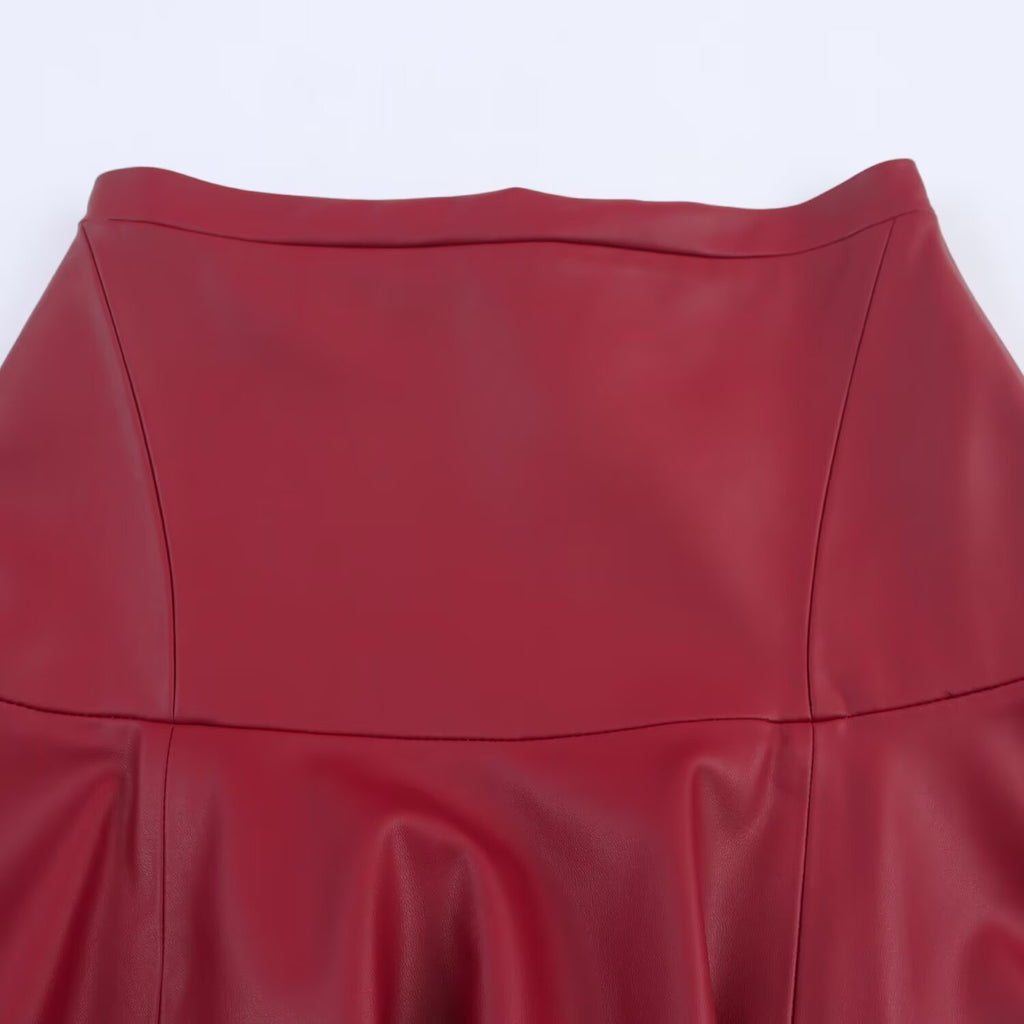 Imitation leather MIDI skirt