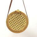 Round Bow Rattan Bag Bali Handbag Straw Bag Summer Beach Messenger Bag Retro One Shoulder Bamboo Bag