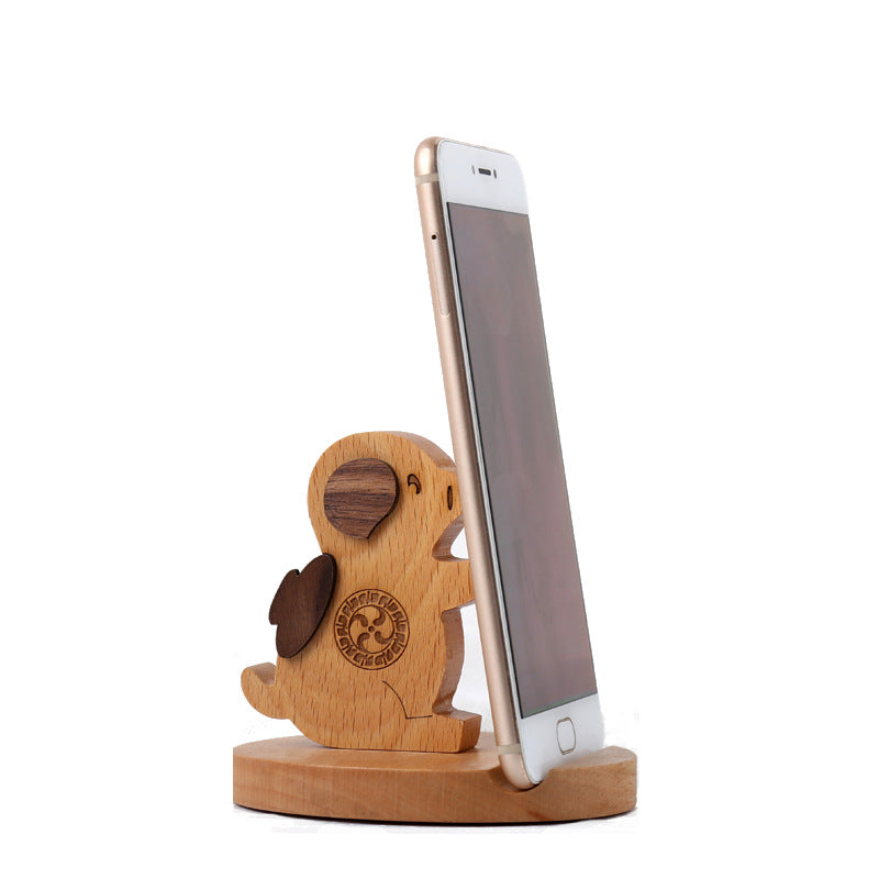 Soporte creativo para teléfono móvil trasero con moneda de madera de haya, soporte perezoso para teléfono con letras personalizadas