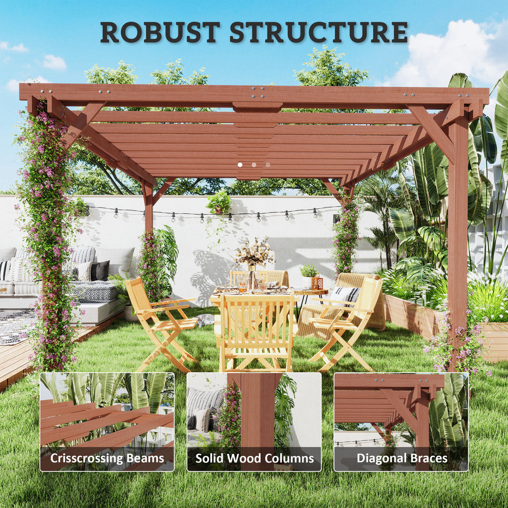 11 X 12.5 Outdoor Wood Pergola With Grape Trellis For Patio, Deck, Backyard, Lawn