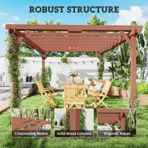 11 X 12.5 Outdoor Wood Pergola With Grape Trellis For Patio, Deck, Backyard, Lawn