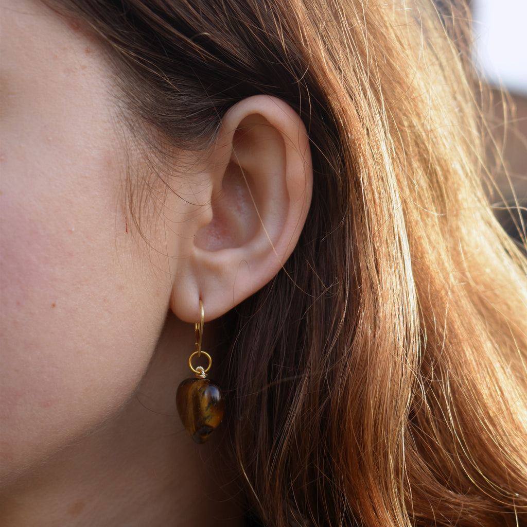 Tiger Eye Yellow gold earrings, Bold and Beautiful Statement Jewelry, Bloom Collection | by nlanlaVictory-2
