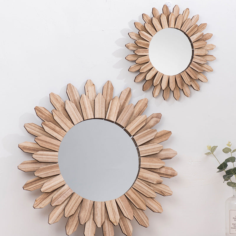Espejo Colgante de Acabado Hecho a Mano de Madera Maciza Estilo Europeo para Decoración de Entrada de Hotel y Alojamiento Rural