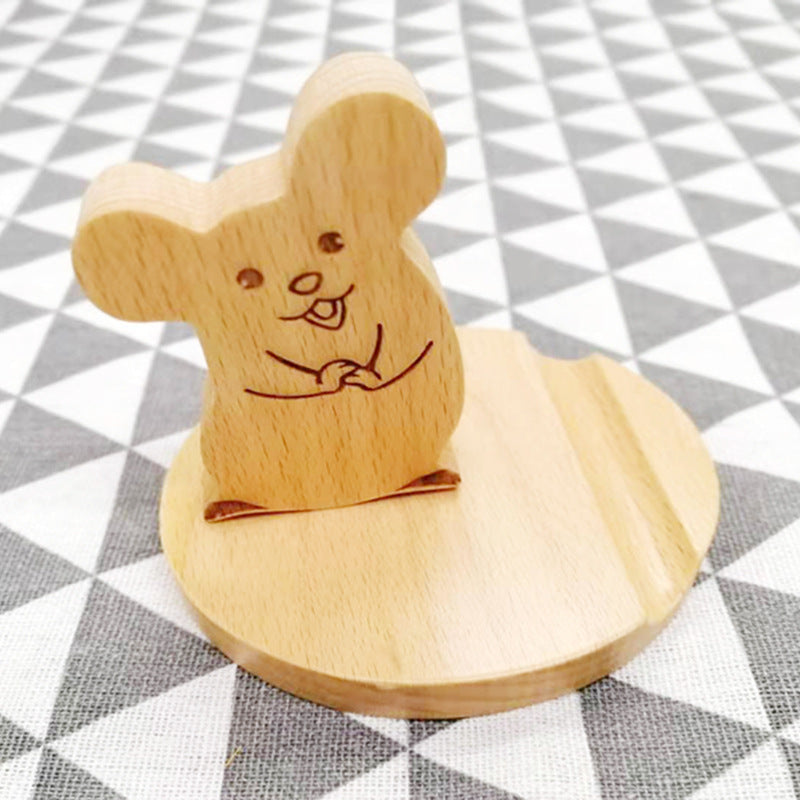 Soporte creativo para teléfono móvil trasero con moneda de madera de haya, soporte perezoso para teléfono con letras personalizadas