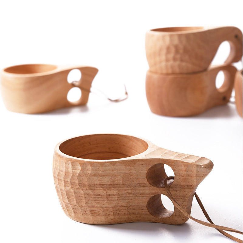 Nordic Cup Rubber Wood Coffee Cup Creative Tea Cup Wood Water Cup Handy Cup Wood Cup