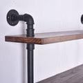 Estantería de pared de tubería de agua de hierro estilo industrial, partición plana, estante de exhibición de madera maciza