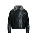 Retro imitation fur integrated PU leather jacket