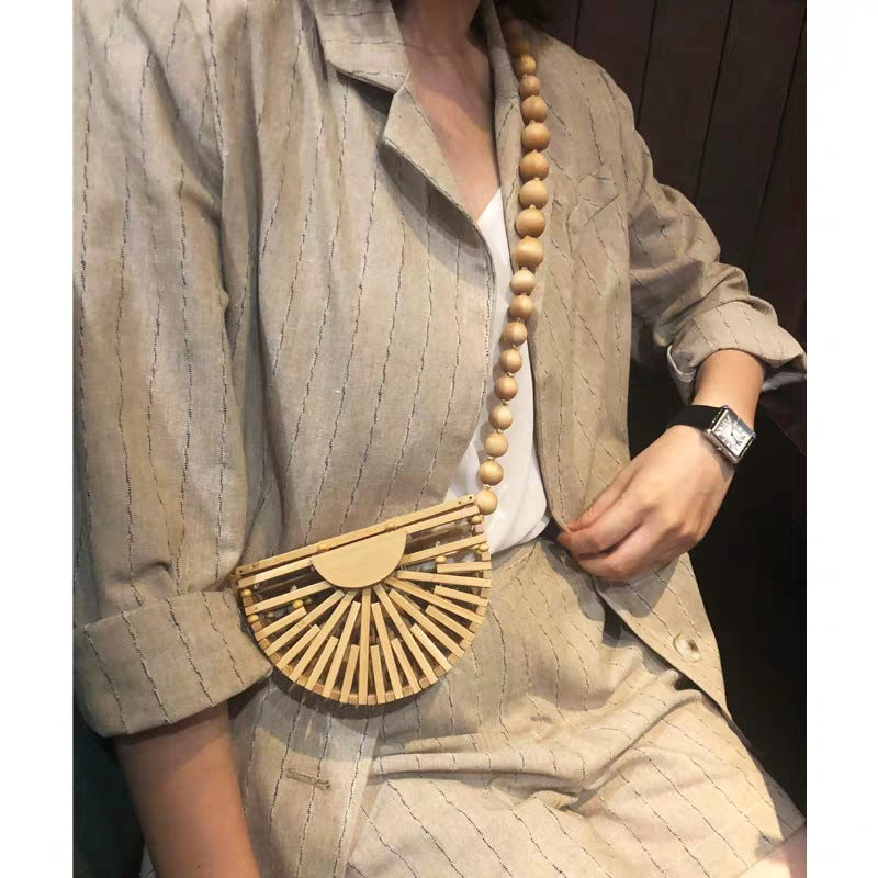 Ins Korean Version Of The Small Fresh Bamboo Basket Bag Messenger Backpack Messenger Lipstick Bag Straw Bag Hollow Bag Small Bag