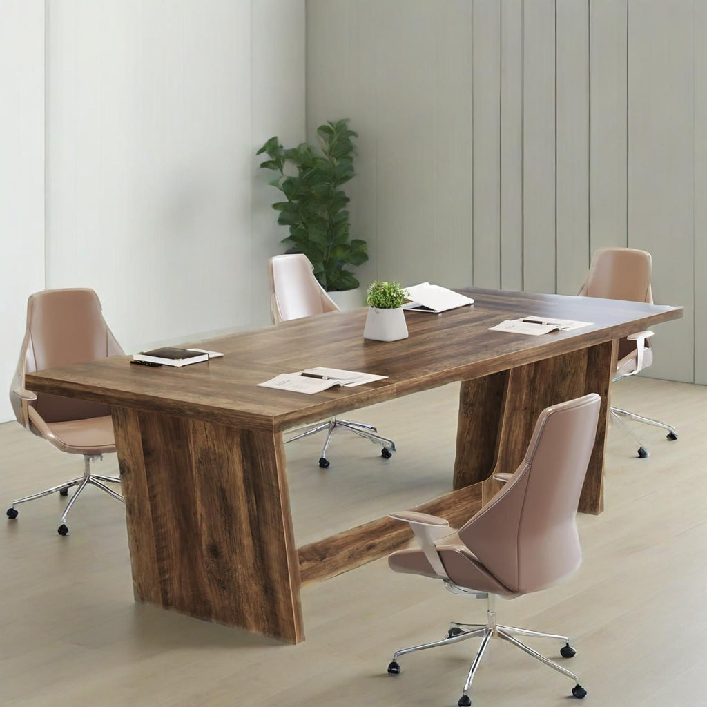 Escritorio Ejecutivo para Computadora de 70.87 Pulgadas: Escritorio Grande para Oficina en Casa con Pedestal de Madera Maciza, Mesa Industrial de Madera para Estudio o Escritura