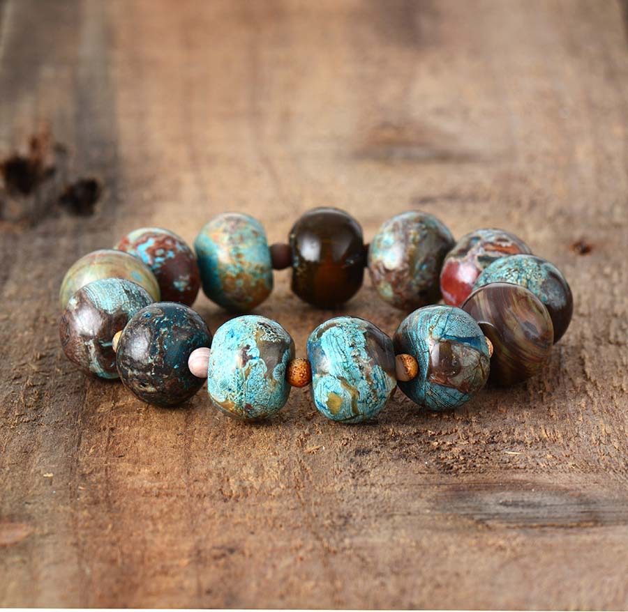 Pulsera tejida de piedra natural