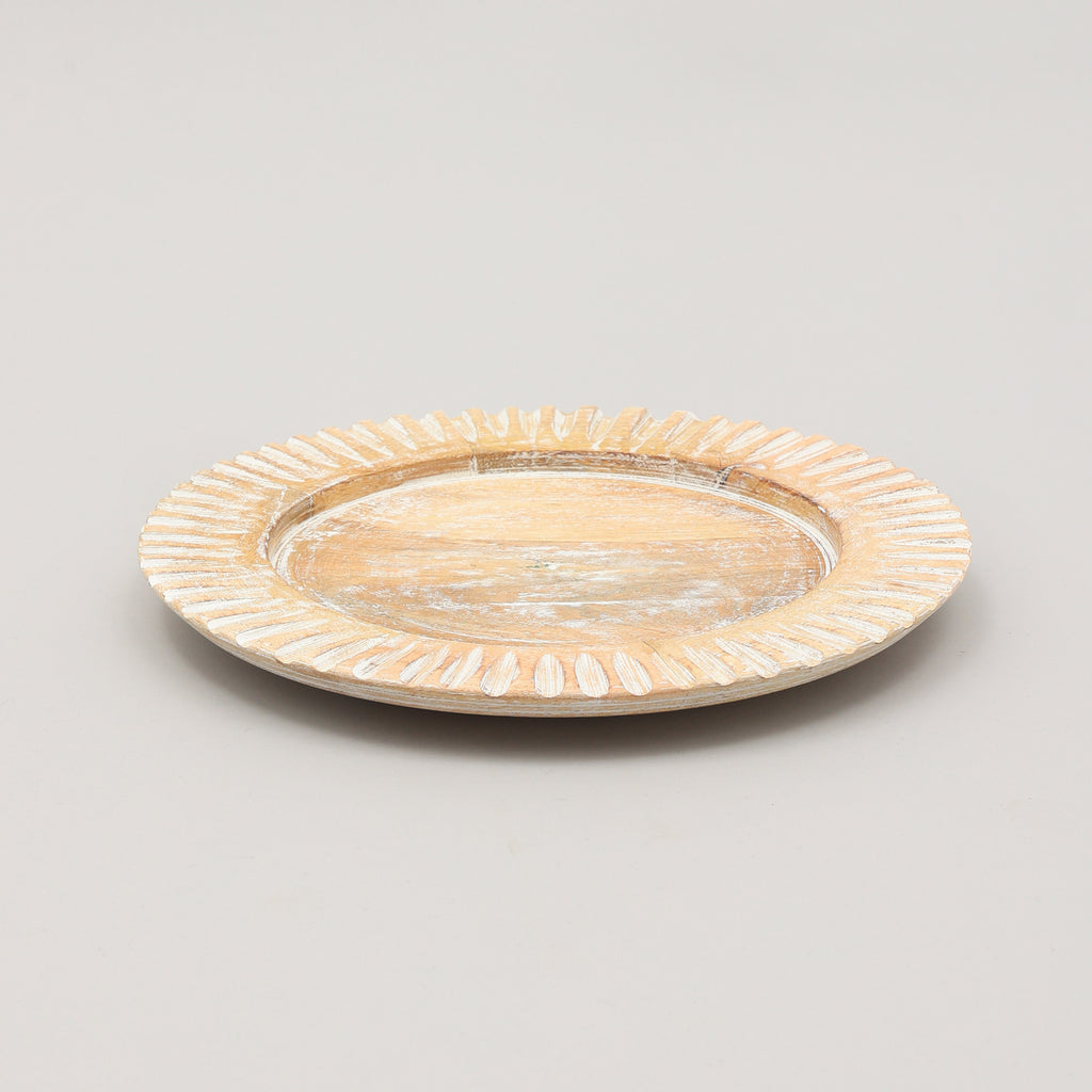 Handcrafted 13  Wood White Charger Plate Wooden Dinning Placemat Artisan Wood Tableware