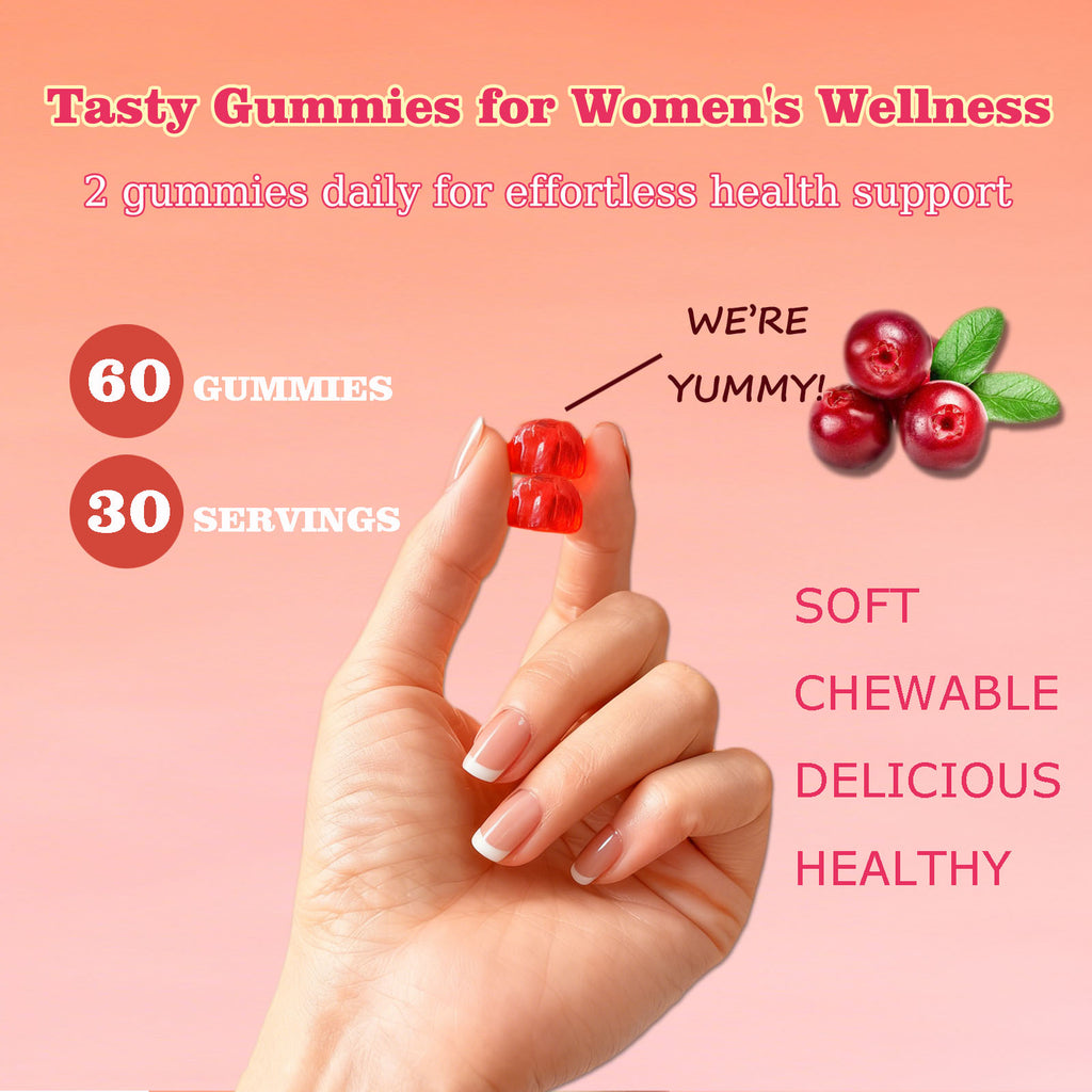 Gomitas probióticas de arándano Dirigidas al olor corporal, la salud femenina y el equilibrio del pH Veganas 60 gomitas por envase