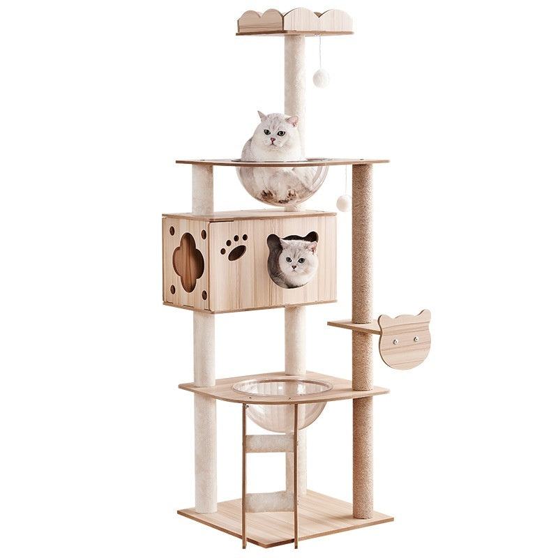 Wood-based Particleboard Pet House Design With Built-in Cat Toy Sisal Scratching Post