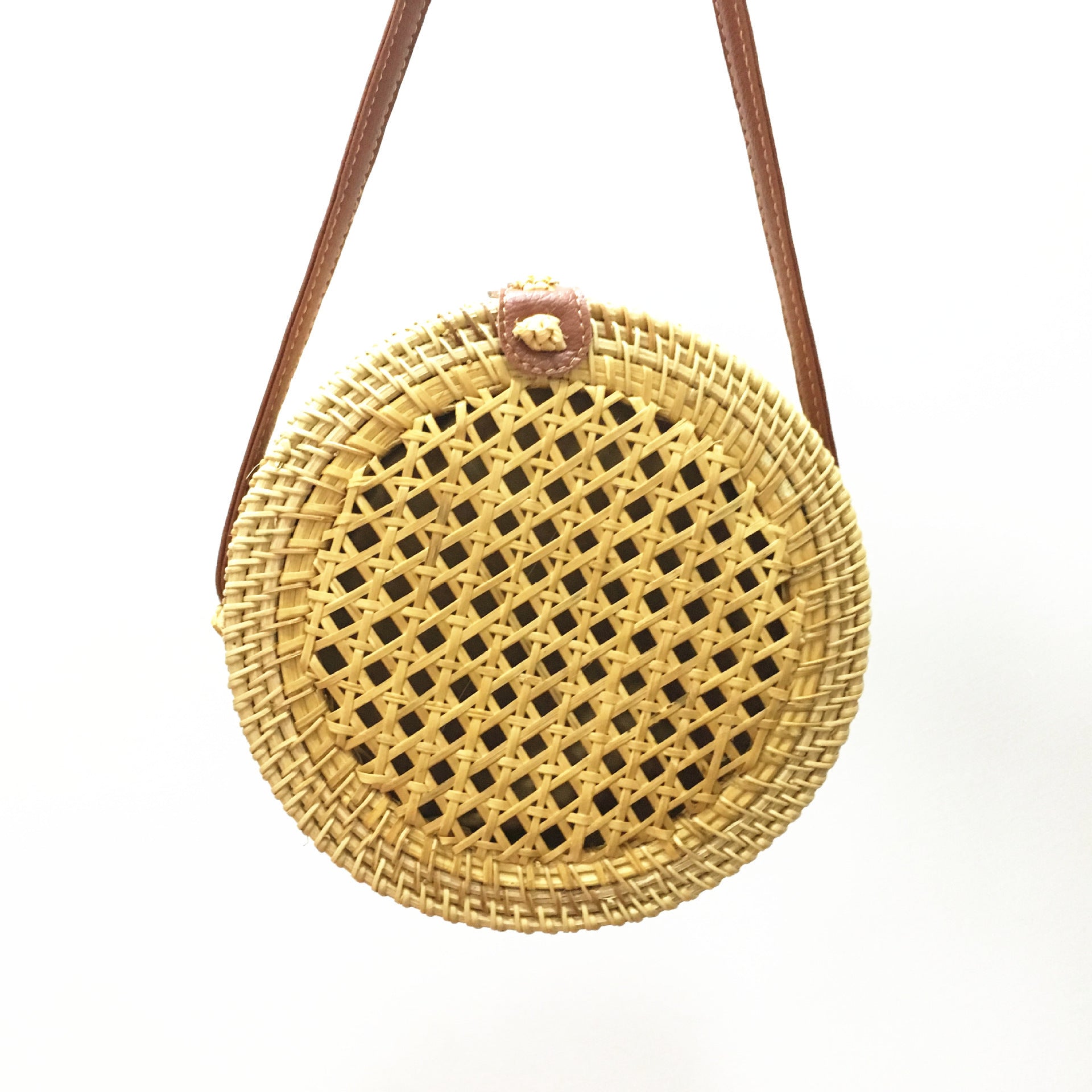Round Bow Rattan Bag Bali Handbag Straw Bag Summer Beach Messenger Bag Retro One Shoulder Bamboo Bag