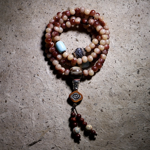 Original Ecological Bloody Natural Camel Bone Bracelet Tibetan Buddhist Beads 108 Pcs
