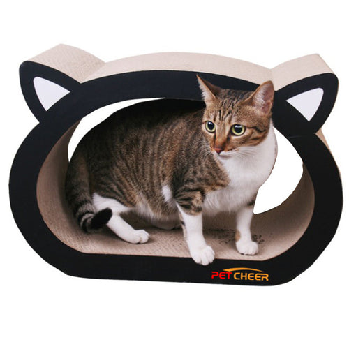 rascador para gatos con forma de cabeza de gato