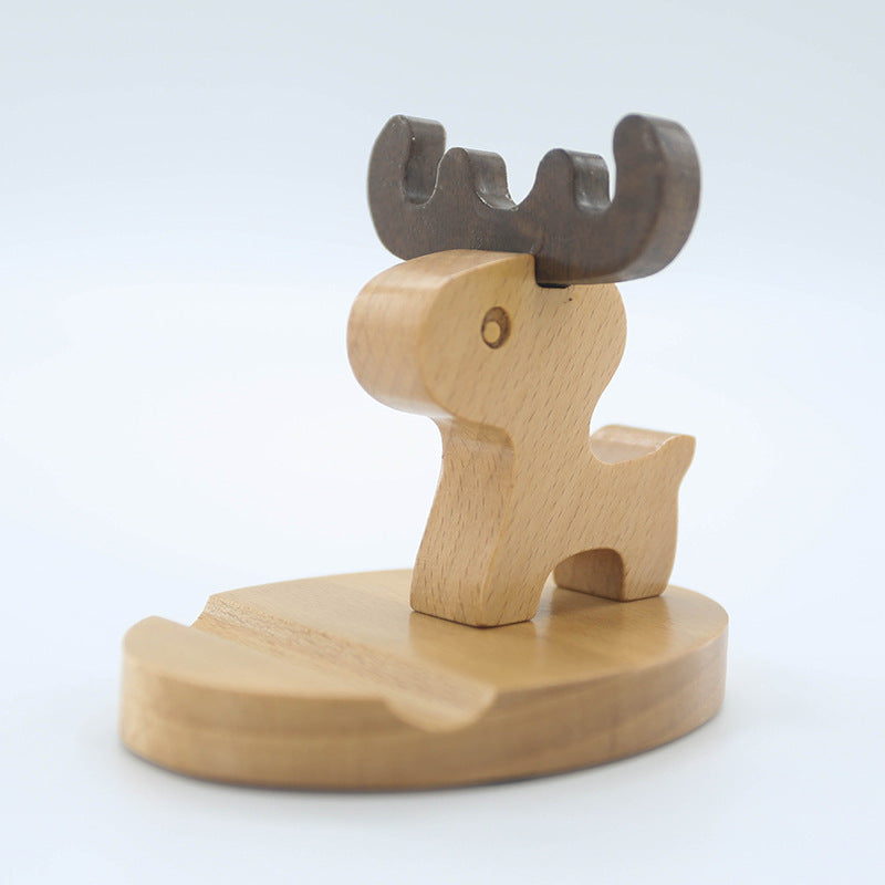 Soporte creativo para teléfono móvil trasero con moneda de madera de haya, soporte perezoso para teléfono con letras personalizadas