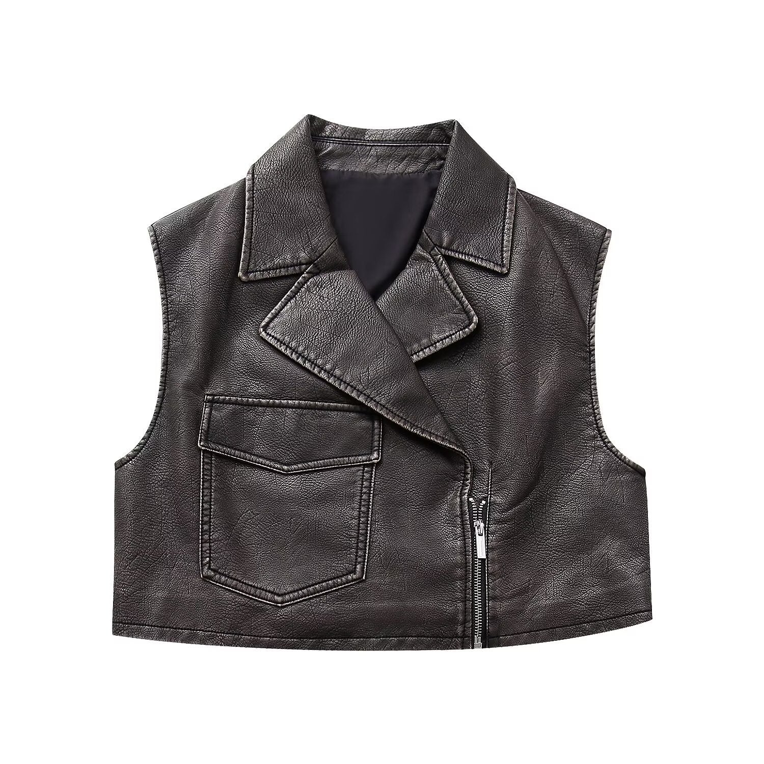 Imitation leather short vest
