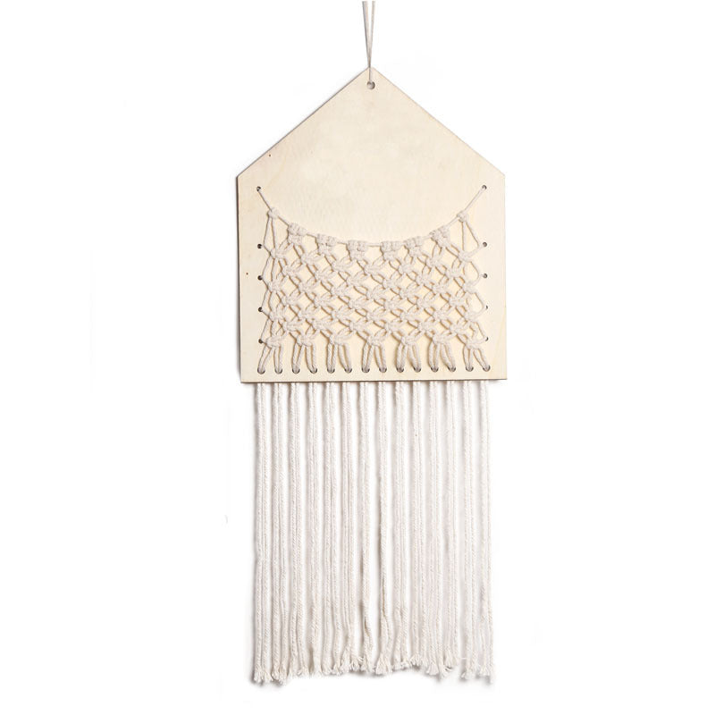 Home Decoration Wood Mesh Pocket Cotton Thread Weaving Small Fresh Living Room Study Wall Hanging Wall Decoration