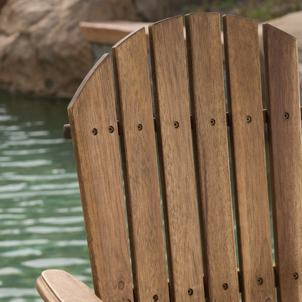 Taburetes de bar Adirondack de madera de acacia para exterior, juego de 2, tinte natural