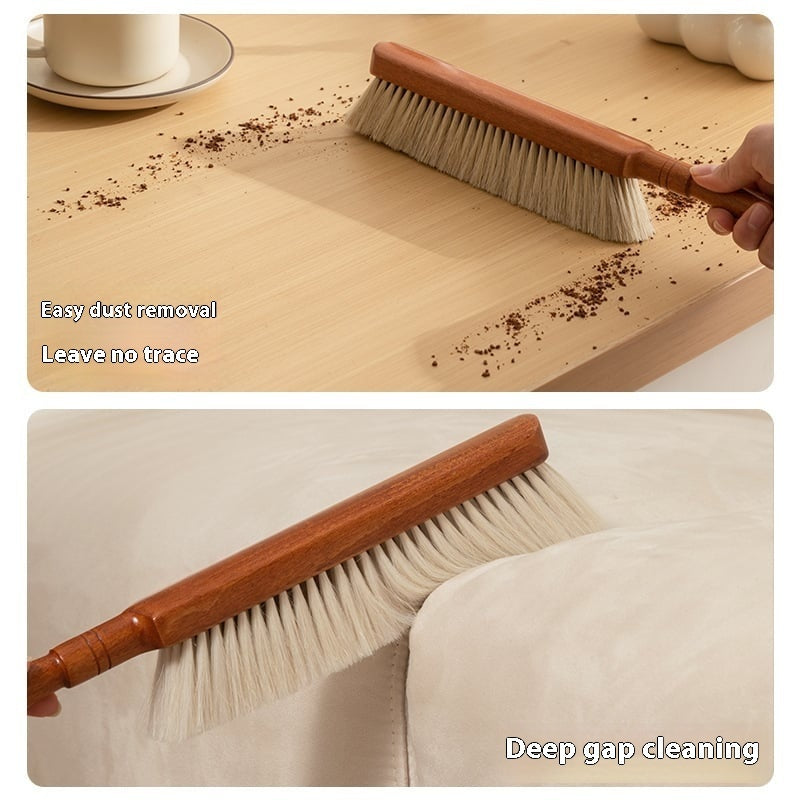 Cepillo de limpieza para dormitorio doméstico, cepillo para cama de pelo de caballo, mango de madera maciza, cerdas suaves