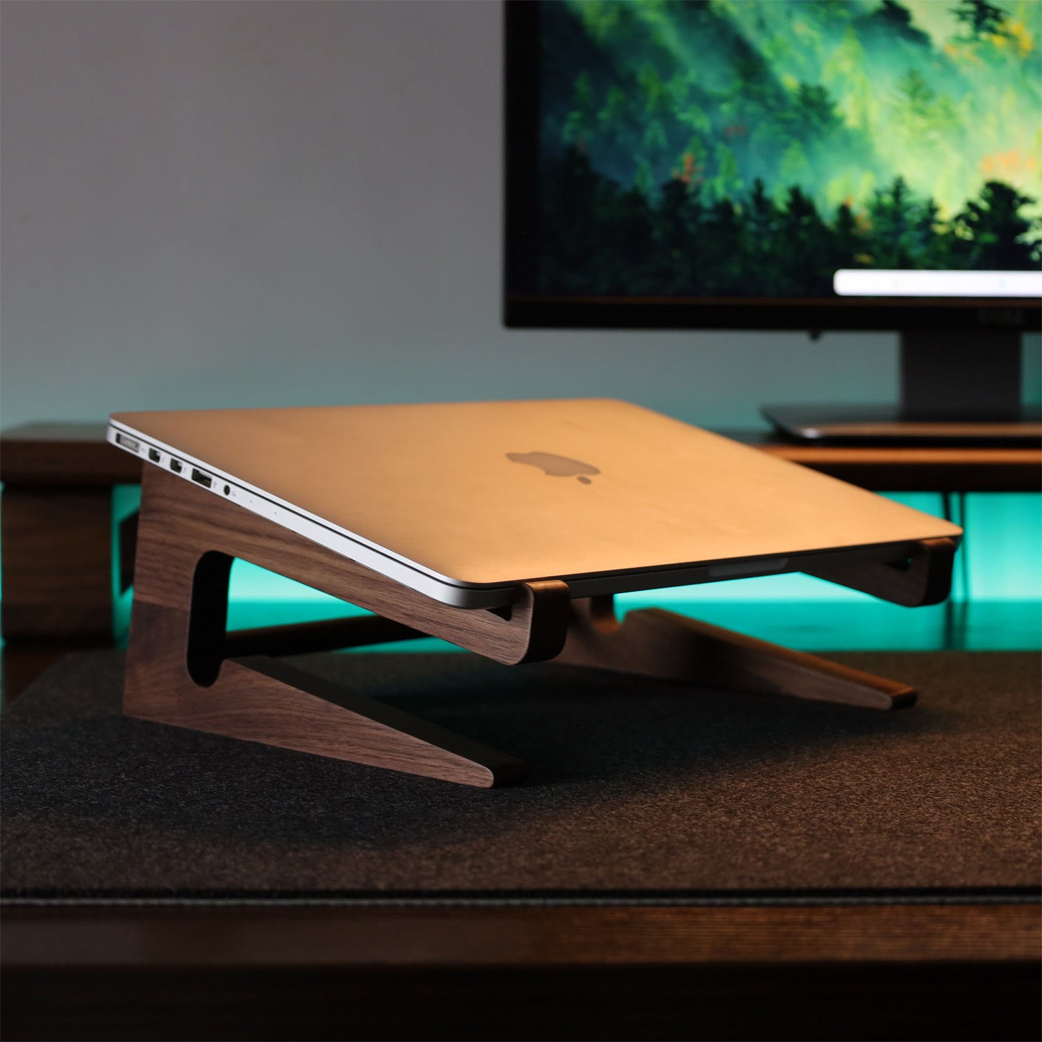 Base Mount Spider Accessory Magic Keyboard Stand Walnut Wood Bracket Storage for Apple MacBook