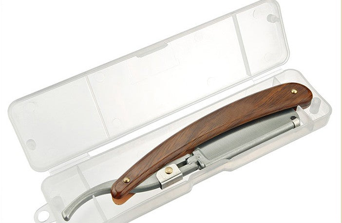 QSHAVE Hand Made Straight Razor Wood Handle Classic Safety Straight Razor Fit Whole Piece Double Edge Razor Blade
